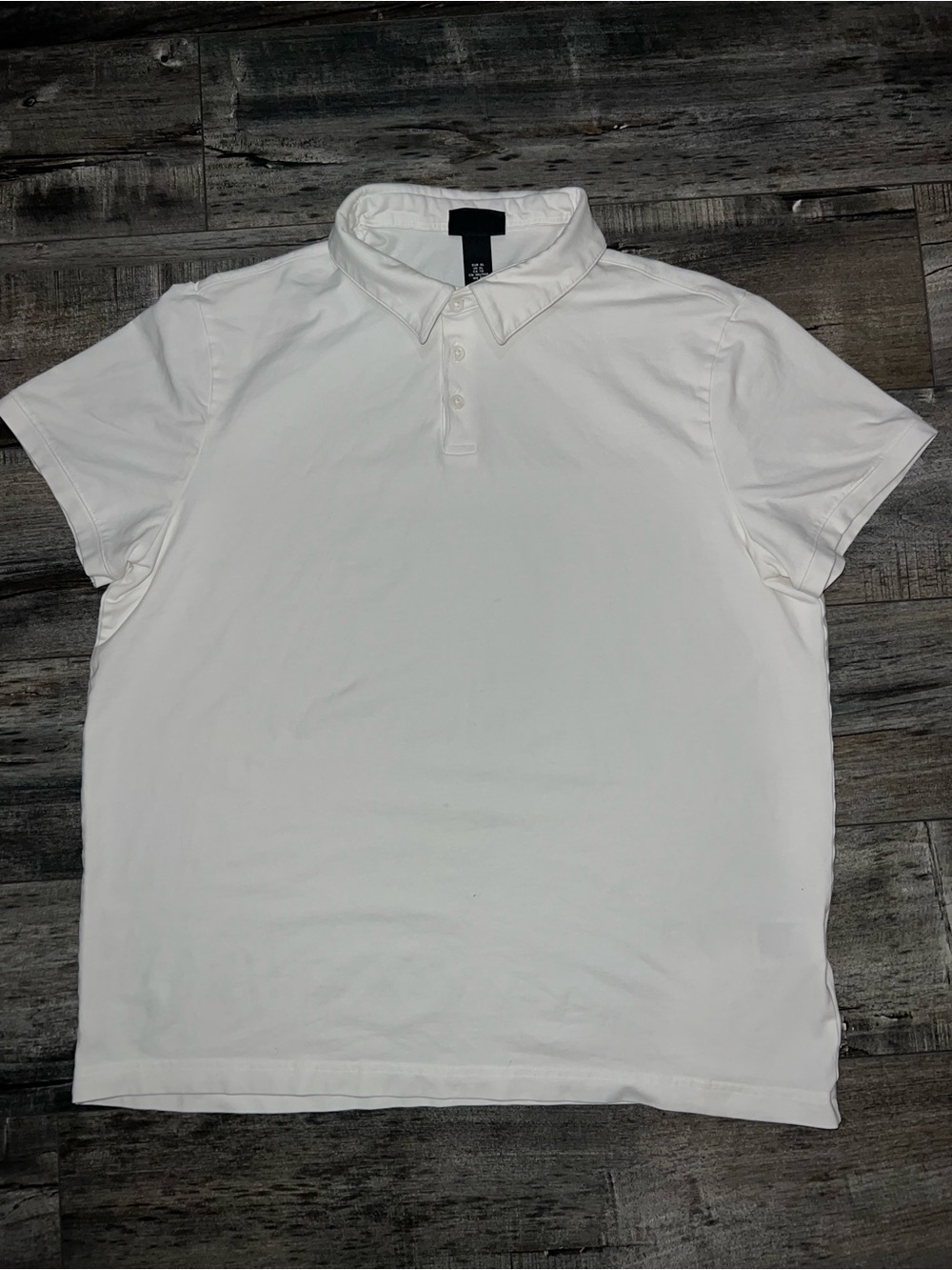 H&M White Men’s Polo Shirt with Button Collar